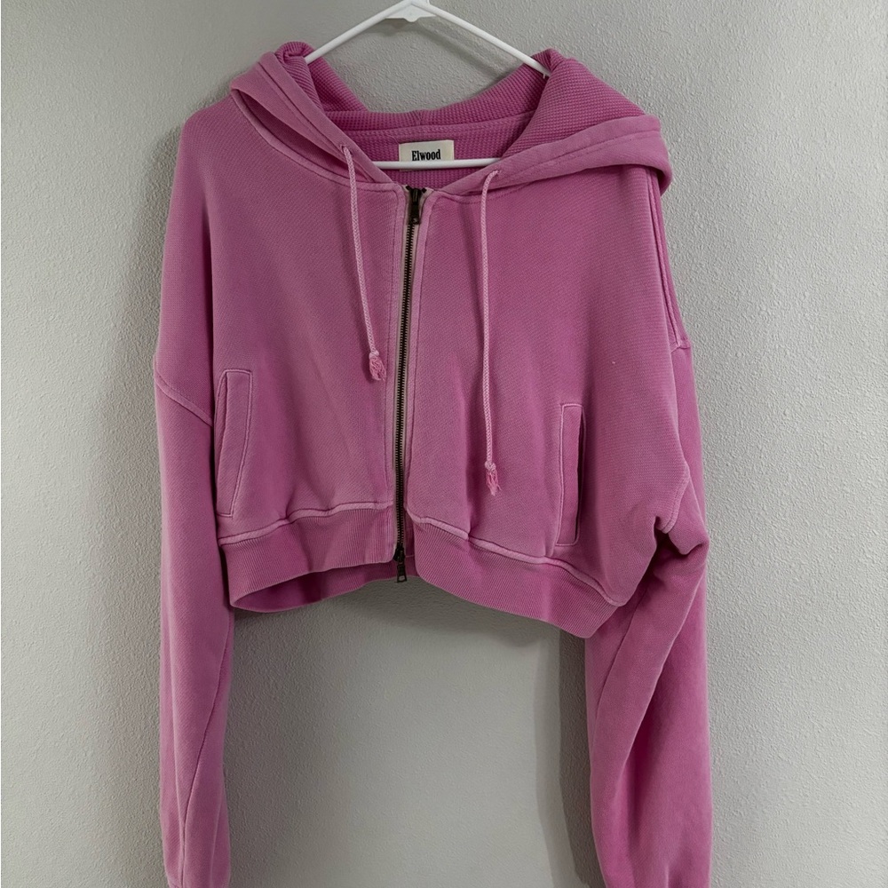 Elwood bubblegum Pink Cropped Hoodie